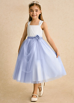 Azazie Bonny Flower Girl Dresses Ivory Ice Ball-Gown Pleated Tulle Dress image6