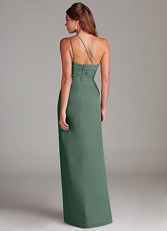 Azazie Eren Abiti da Damigella Abito Tubino in Chiffon Monospalla Muschio Marino image7