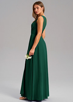 Azazie Phaedra Bridesmaid Dresses Emerald A-Line One Shoulder Chiffon Dress image6