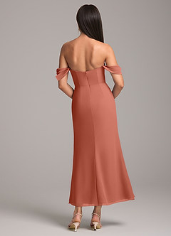 Azazie Saige Bridesmaid Dresses Clay Sheath Off the Shoulder Chiffon Convertible Dress image5