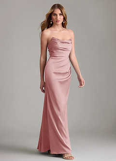 Azazie Lucille Bridesmaid Dresses Dusty Rose Mermaid Strapless Stretch Satin Convertible Dress image4