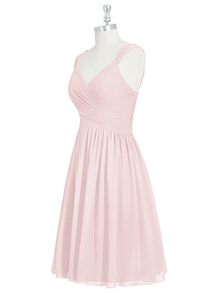 Azazie Angie Bridesmaid Dresses Blushing Pink A-Line Corset Chiffon Dress image12