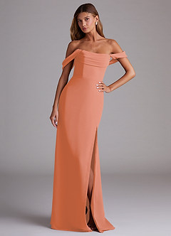 Azazie Saige Bridesmaid Dresses Sunset A-Line Off the Shoulder Chiffon Convertible Dress image4