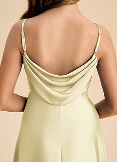 Azazie Bug Junior A-Linie Plissee Stretch-Satin Kleid Zitronensorbet image8