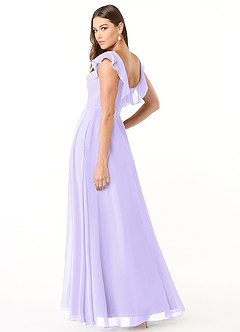 Azazie Jinny Robes de demoiselle d'honneur Robe Trapèze en Mousseline de soie Encolure carrée froncée Lilas image4