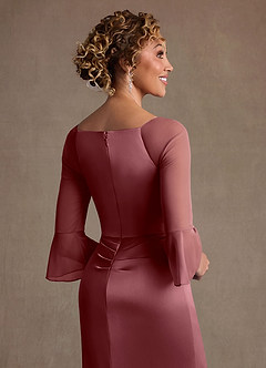 Azazie Nampa Klänningar till brudens mor Klä Tubklänning i Maska Plisserad Desert Rose image6