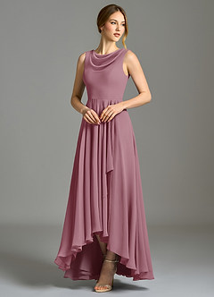 Azazie Wonderland Bridesmaid Dresses Vintage Mauve A-Line Pleated Chiffon Dress image3