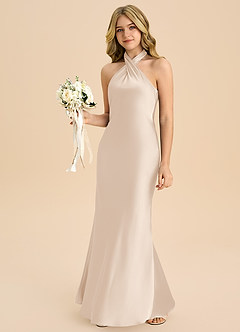 Azazie Chickie Junior Etui Plissee Stretch-Satin Kleid Alabaster Weiß image4