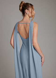 Azazie Essence Bridesmaid Dresses Dusty Blue Sheath Chiffon Dress image7