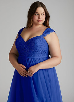 Azazie Luxi Bridesmaid Dresses Royal Blue A-Line Pleated Tulle Dress image7