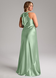 Azazie Doretta Bridesmaid Dresses Matcha Mermaid Bow Metallic Satin Dress image9