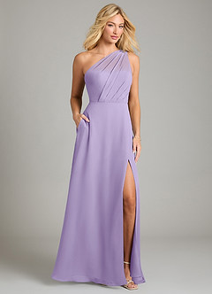 Azazie Phaedra Bridesmaid Dresses Lilac A-Line One Shoulder Chiffon Dress image9