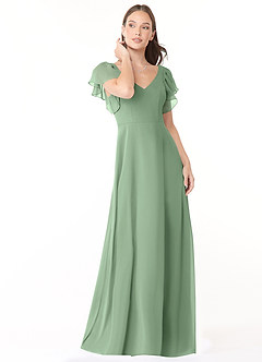 Azazie Syenna Jurken voor bruidsmeisjes Jurk van Chiffon met A-Lijn Ruches Matcha image1
