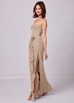 Barbie ♥ Azazie Bridesmaid Dresses Taupe Sheath Strapless Chiffon Convertible Dress image2