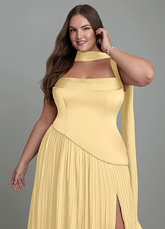 Azazie Stephanie Bridesmaid Dresses Butter A-Line Pleated Stretch Satin Dress image13