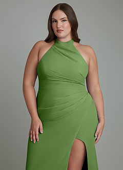 Azazie Jemma Bridesmaid Dresses Basil Sheath Pleated Chiffon Dress image13