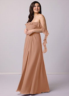 Barbie ♥ Azazie Bridesmaid Dresses Champagne Rose A-Line Off the Shoulder Chiffon Convertible Dress image11