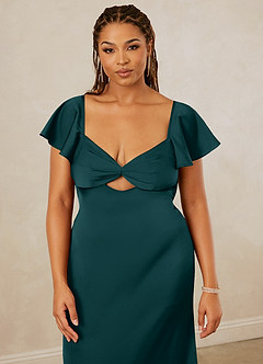 Christian Siriano Bridal for Azazie 1005 Robes de demoiselle d'honneur Robe Fourreau en Satin extensible Encolure en Forme de Cœur Vert Pin image14