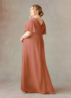 Azazie Morning Glory Mother of the Bride Dresses MAI TAI A-Line V-Neck Ruched Chiffon Dress image8