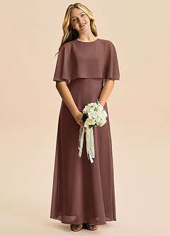 Azazie Maris Junior Abito A-Line in Chiffon Espresso image4