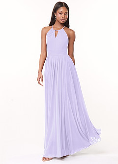 Azazie Cherish Bridesmaid Dresses Lilac A-Line Pleated Chiffon Dress image3