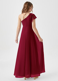 Azazie Arabella Junior Burgundy A-Line Ruched Chiffon Dress image2
