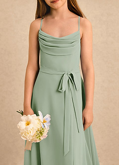 Azazie Jasslyn Girls Formal Blomsterpigekjoler A-Line Plisseret Chiffon Gulv-længde Kjole image5