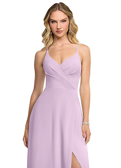 Azazie Davis Bridesmaid Dresses Frosted Lilac A-Line V-Neck Chiffon Dress image4