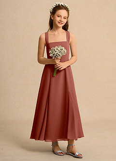 Azazie Tater Junior Formal Flower Girl Klänningar Klä A-Line i Chiffong Plisserad image5