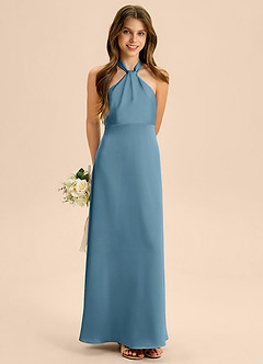 Azazie Beah Junior Robe Trapèze en Satin extensible Plissée Bermude image4