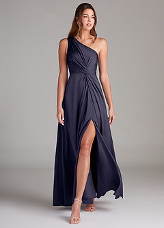 Azazie Brooke Jurken voor bruidsmeisjes Jurk van Stretch Satijn met A-Lijn One-Shoulder Stormachtig image3