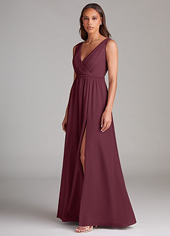 Azazie Tanicia Brautjungfernkleider A-Linie Plissee Chiffon Kleid Cabernetrot image2
