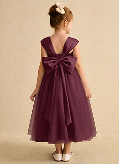Azazie Chickadee Blumenmädchenkleider Ballkleid Herzausschnitt Matte Satin Kleid Cabernetrot image3