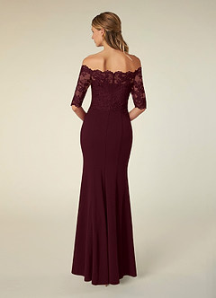Azazie Jette Mother of the Bride Dresses Cabernet Mermaid Off the Shoulder Lace Dress image2