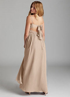 Azazie Zeya Junior Taupe A-Line Chiffon Dress image5