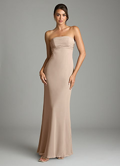 Azazie Saylor Vestidos de damas de honor Vestido de Gris Pardo de Gasa de Corte Sirena con Sin tirantes image3