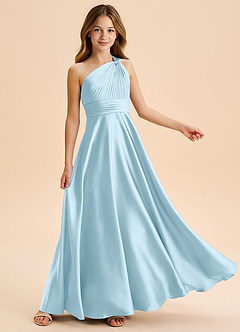 Azazie Charlize Junior Jurk van Stretch Satijn met A-Lijn Geplooid Hemelsblauw image5