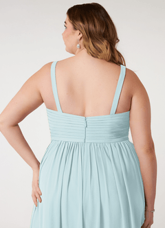 Azazie Chanel Bridesmaid Dresses Mist A-Line Pleated Chiffon Dress image11