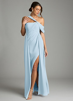 Azazie Kassandra Bridesmaid Dresses Sky Blue A-Line Off the Shoulder Chiffon Dress image3
