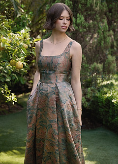 Vestido Verde Azulado Vintage Largo Ainslee image4
