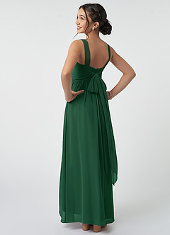 Azazie Kora Dark Green A-Line Pleated Chiffon Dress image4