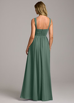 Azazie Rosaline Bridesmaid Dresses Sea Moss A-Line Side Slit Chiffon Dress image6