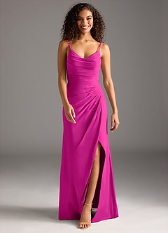 Azazie Deandra Bridesmaid Dresses Fuchsia Mermaid Pleated Chiffon Dress image5