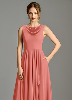 Azazie Wonderland 신부 들러리 드레스 A라인 주름진 쉬폰 비대칭 드레스 image7