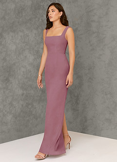 Azazie Flori Bridesmaid Dresses Vintage Mauve Sheath Square Neckline Chiffon Dress image4
