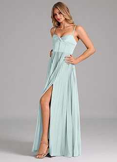 Azazie Akiko Bridesmaid Dresses Mist A-Line Sweetheart Neckline Stretch Satin Dress image6