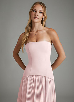 Azazie Alex Robes de demoiselle d'honneur Robe Trapèze en Mousseline de soie Corset Rose Pâle image8