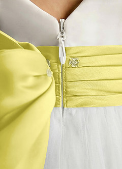 Azazie Sosie Flower Girl Dresses Ivory Canary A-Line Pleated Tulle Dress image5