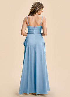 Azazie Naveah Junior Powder Blue A-Line Ruched Stretch Satin Dress image2