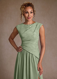 Azazie Kalleen Mother of the Bride Dresses Dusty Sage A-Line Pleated Chiffon Dress image6